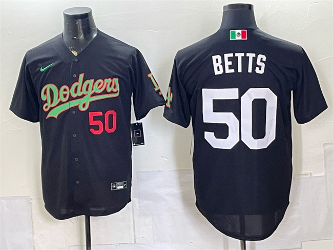 Men's Los Angeles Dodgers #50 Mookie Betts Black Mexico Limited Stitched Baseball Jersey Men's Los Angeles Dodgers #50 Mookie Betts Black Mexico Limited Stitched Baseball Jersey